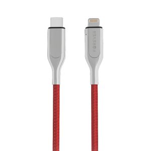 Forever Core Ultranopea MFI USB Type-C / Lightning, 2,4A lataus- ja synkronointikaapeli 1,5m, punainen