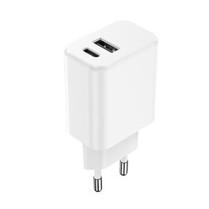 Setty USB-A + USB-C laturi 3A 20W - Valkoinen