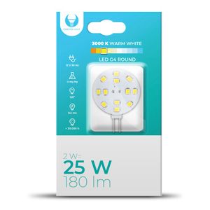 Forever Light LED G4 Pyöreä 2W 12V 3000K 180lm Lämmin valkoinen