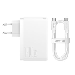 Baseus GaN5 Pro PD 140W 2x USB-C 1x USB Laturi / Verkkovirtalähde USB-C kaapelilla