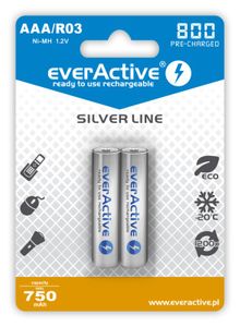 everActive ladattava AAA / R03 NiMH akku - 800 mAh - 2 kpl - Heti käyttövalmis