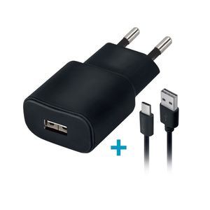 Forever TC-01 Laturi 2A + USB Type-C -latauskaapeli, musta