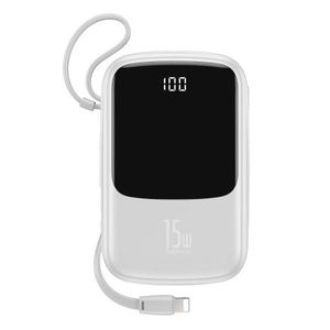 Baseus Powerbank Varavirtalähde Qpow Lightning kaapelilla 10000mAh -  2xUSB - USB-C 15W - Valkoinen