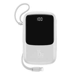 Baseus Powerbank Varavirtalähde Qpow Pro Lightning kaapelilla 10000mAh -  2xUSB - USB-C 20W - Valkoinen