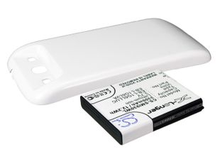 Samsung GT-I9300, GT-I9308, SGH-T999V, Galaxy S3, yhteensopiva tehoakku valkoisella laajennetulla takakannella 3300 mAh