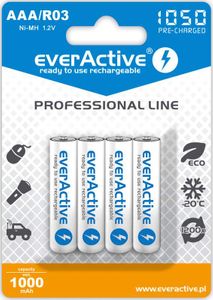 everActive  Ni-MH Ladattava AAA Paristo 1050 mAh, 1,2V - 4 kpl pakkaus - heti käyttövalmis