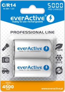 everActive Ni-MH Ladattava C / R14 Paristo 5000 mAh - 2 kpl pakkaus