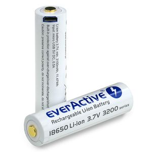 everActive 18650 3.7V Li-ion 3200mAh micro USB akku suojakotelolla