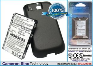 HTC Smart, Rome, Rome 100, F3188, Smart F3188   Extended With Black Color Back Cover yhteensopiva akku - 2200 mAh