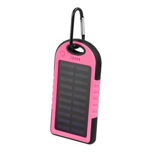 Setty Aurinkokenno Power Bank vara-akku taskulampulla - 5000 mAh - Pinkki
