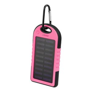 Setty Aurinkokenno Power Bank vara-akku taskulampulla - 5000 mAh - Pinkki