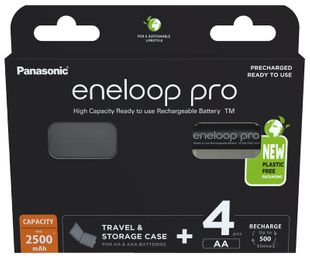 Uusi Panasonic Eneloop Pro R6 / AA Akkuparisto BK-3HCDEC4BE 2500mAh - 4 kpl