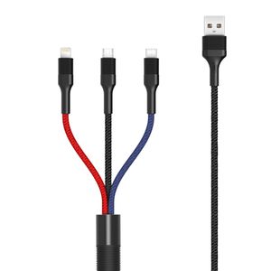 XO NB54 3in1 USB- Lightning + USB-C + Micro USB Kaapeli 1.2m 3A