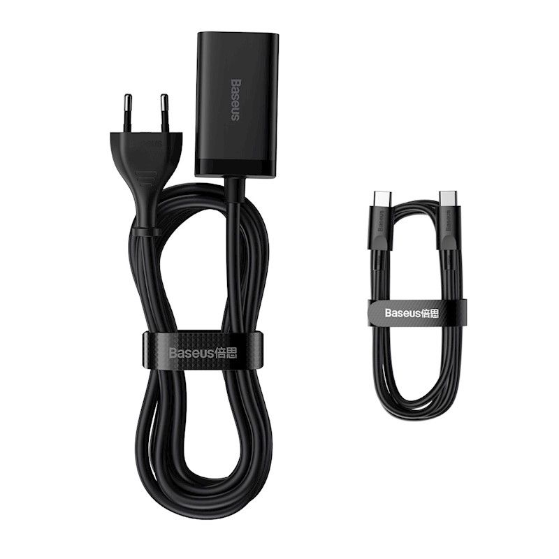 Baseus GaN3 Pro PD 65W 2x USB-C 2x USB Laturi / Verkkovirtalähde USB-C kaapelilla