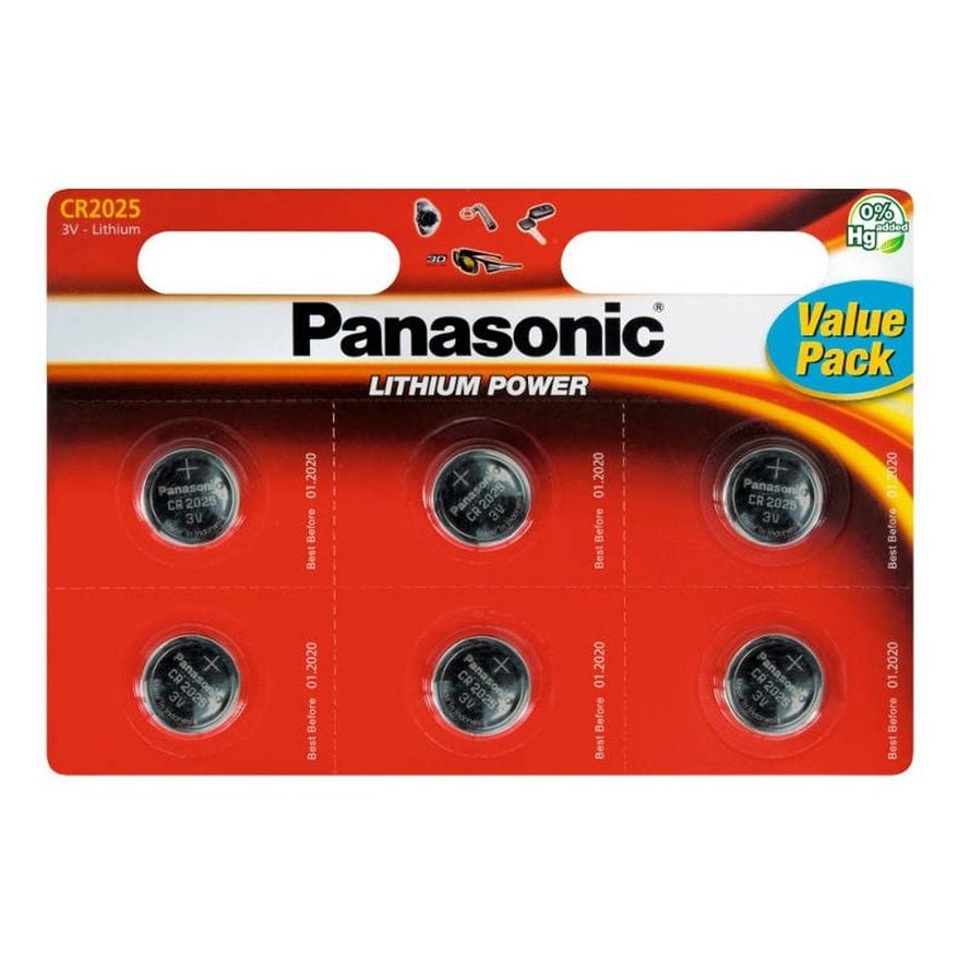 Panasonic CR2025 Litiumparisto 6kpl - 165 mAh