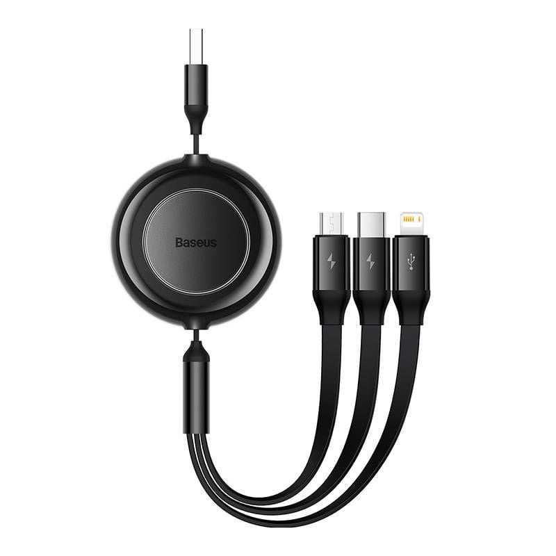 Baseus Bright Mirror 2 -3 in 1 rullakaapeli - USB-C / Mikro-USB ja Lightning 3.5A - 1.1m