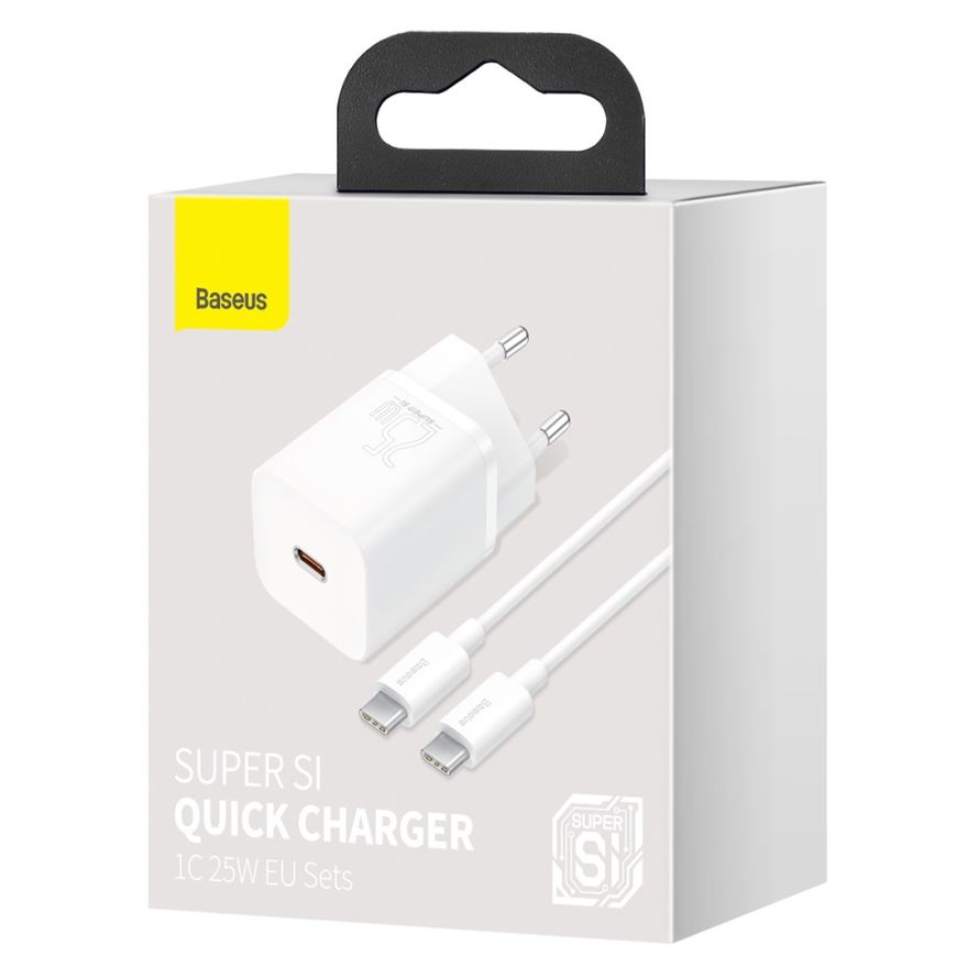 Baseus pikalaturi Super Si PD 25W 1x USB- C + USB-C - USB-C kaapeli