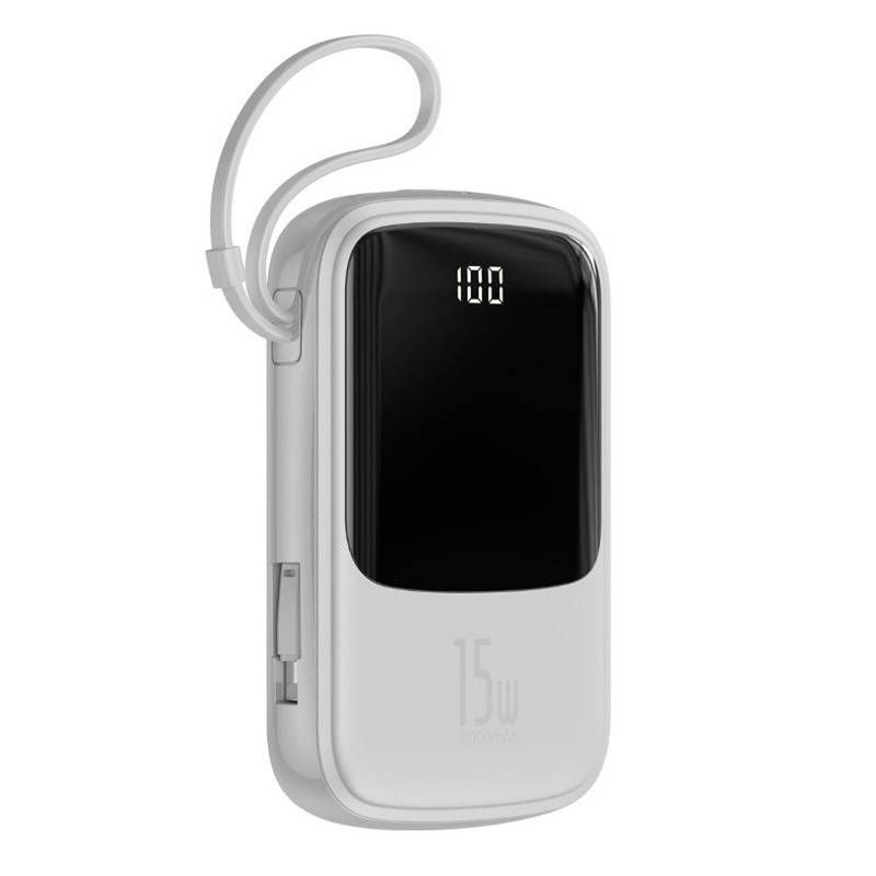 Baseus Powerbank Varavirtalähde Qpow Pro Lightning kaapelilla 10000mAh -  2xUSB - USB-C 20W - Valkoinen