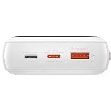 Baseus Powerbank Varavirtalähde Qpow USB-C kaapelilla 20000mAh -  2xUSB - USB-C 20W - Valkoinen