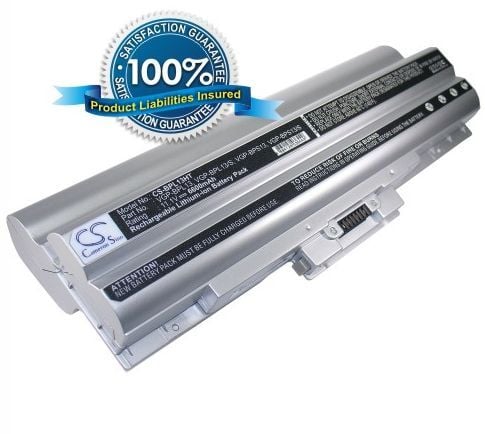 Sony VAIO VGP-BPL13 ja VGP-BPS13 akku 6600 mAh - Hopea