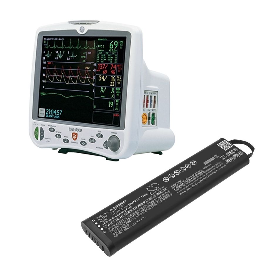 GE Datex FM / B20 / B30 / B40 / B50 Valvontamonitorin akku 5200 mAh