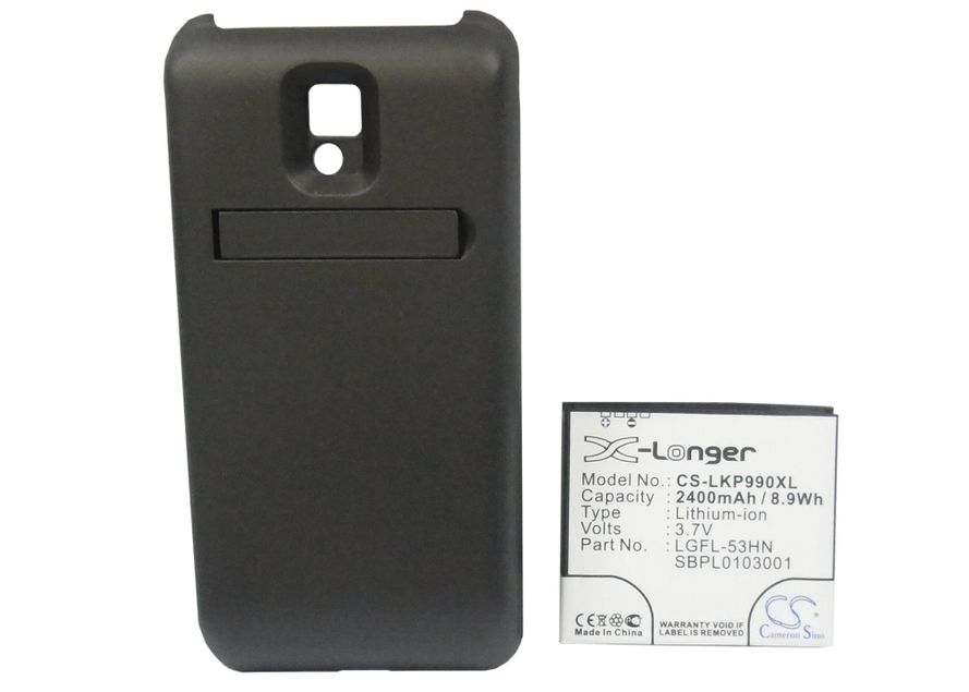 LG P990, Optimus 2X, Optimus Speed, Star Tehoakku Laajennetulla mustalla takakannella 2400 mAh