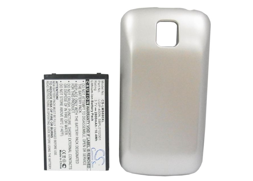 LG MS690, Optimus M   Tehoakku Laajennetulla takakannella 2800 mAh