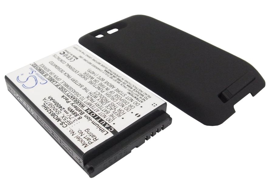 Cameron Sino tarvikeakku Motorola MB525 tehoakku erillisellä laajennetulla takakannella 2400 mAh