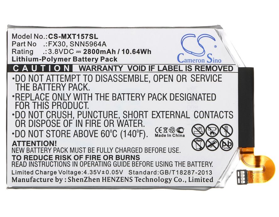 Cameron Sino tarvikeakku Motorola Moto X pure, Moto X Style akku 2800 mAh