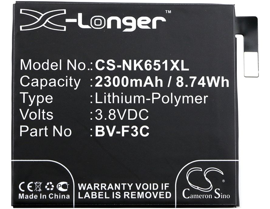 Nokia / Microsoft BV-F3C Lumia 650 XL yhteensopiva akku 2300 mAh