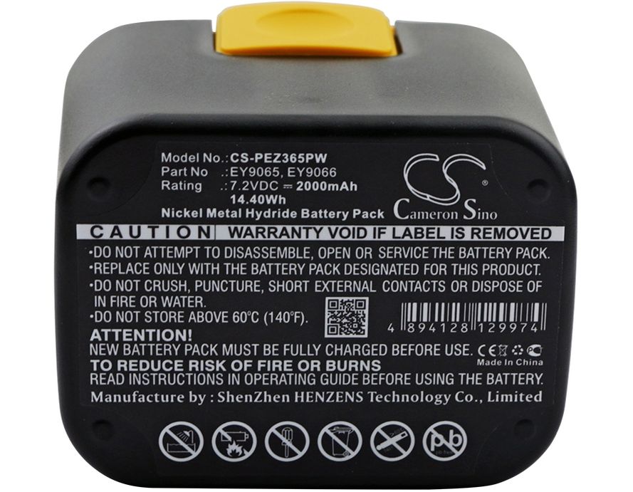 Panasonic EY3653, EY3653CQ Ni-MH 7,2 V akku 2000 mAh