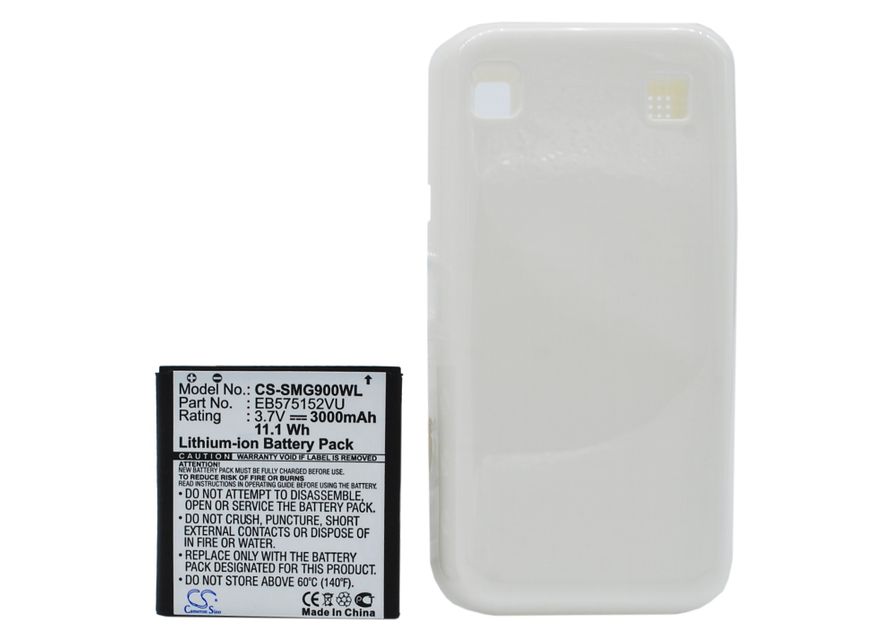 Samsung GT-i9000, GT-i9008, Galaxy S tehoakku erillisellä laajennetulla valkoisella takakannella 3000 mAh