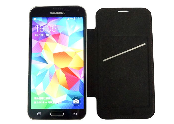 Samsung Galaxy S5 tehoakku 5600 mAh - Mustalla Flip Cover suojakotelolla