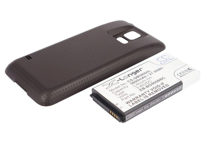 Samsung Galaxy S5 tehoakku 5600 mAh - Erillisellä mustalla takakannella