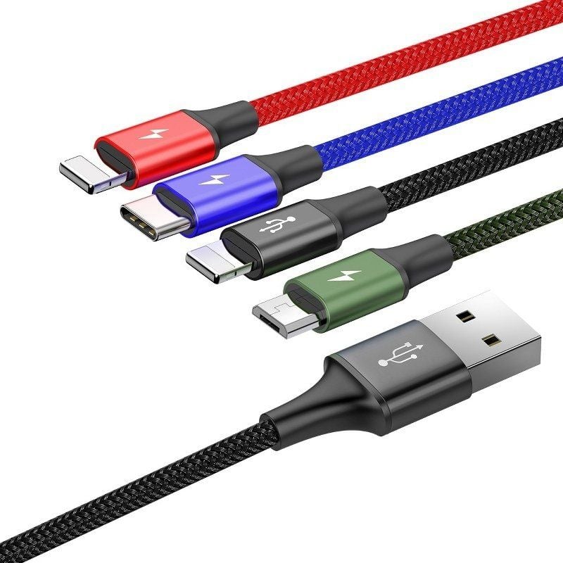 Baseus Fast 4in1 Kaapeli USB - 2 x Lightning + USB-C + microUSB 1,2 m 3,5A