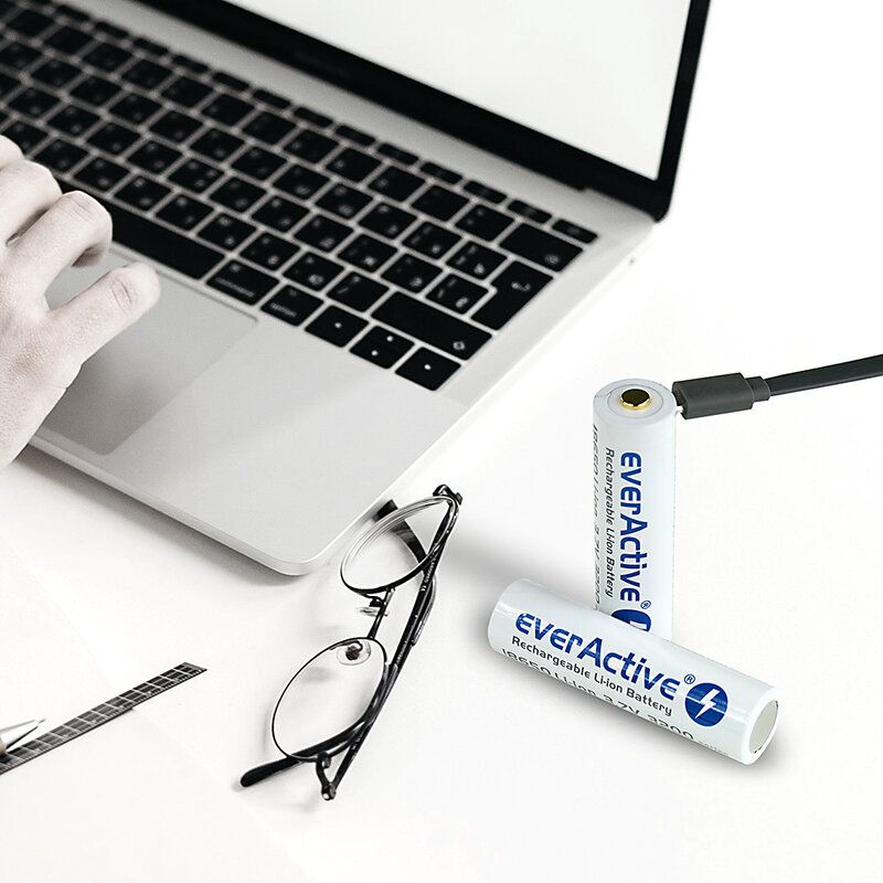 everActive 18650 3.7V Li-ion 3200mAh micro USB akku suojakotelolla