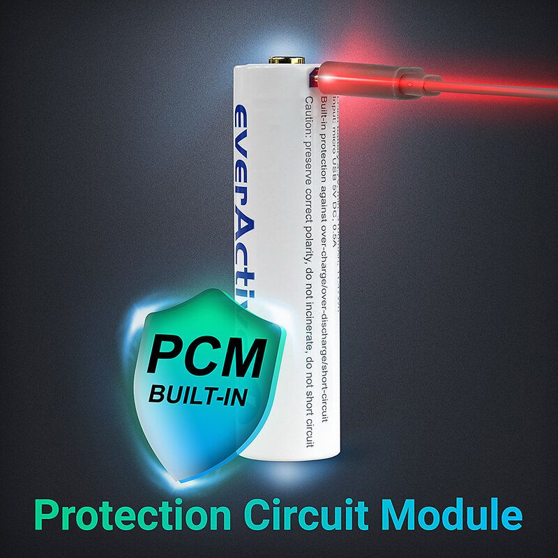 everActive 18650 3.7V Li-ion 3500mAh micro USB akku suojakotelolla