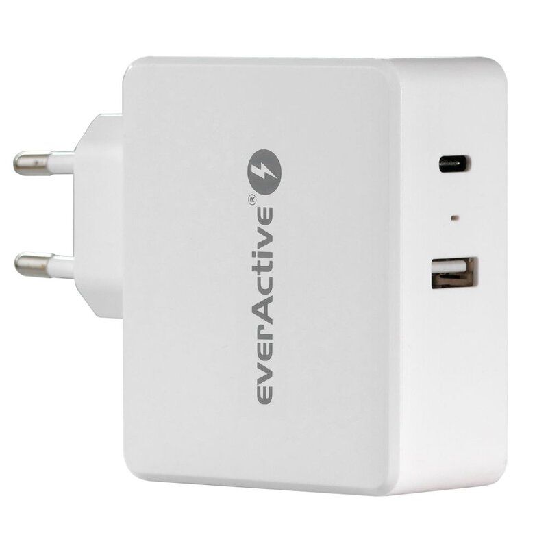 EverActive SC-600Q USB QC3.0 ja USB-C PD 63 W Laturi / Verkkovirtalähde