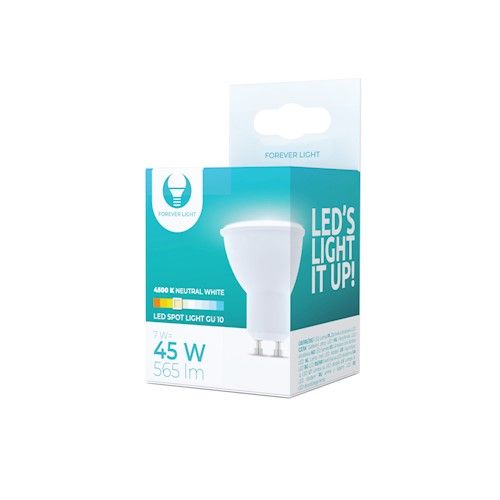Forever Light LED Lamppu GU10, 7W 230V 4500K 565lm , neutraali valkoinen