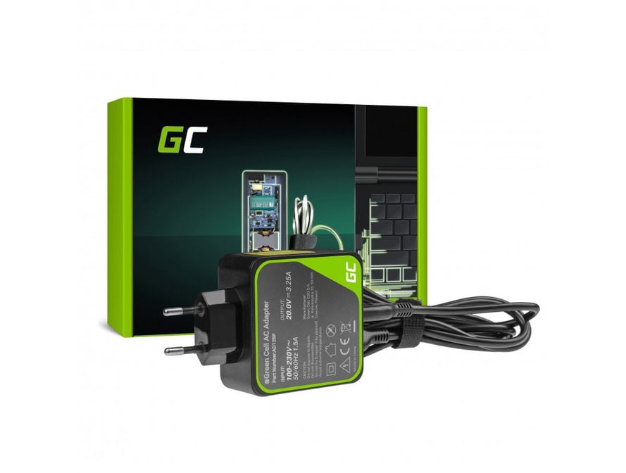 Green Cell PRO 65W Lenovo Yoga 700 900 700-14ISK Laturi 20V 3.25A - Liitin Orange Tip