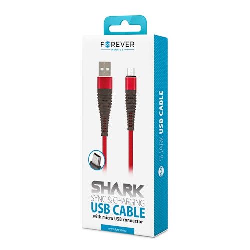 Forever Shark micro USB-kaapeli 1 m, punainen
