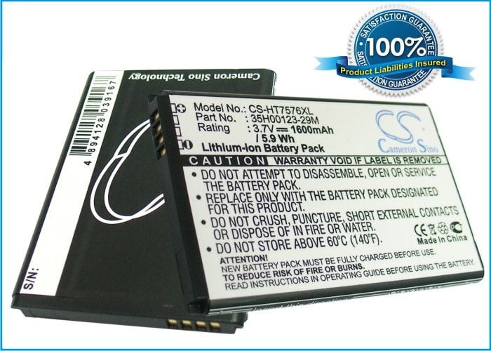 HTC 7 Pro, T7576 yhteensopiva akku - 1600mAh