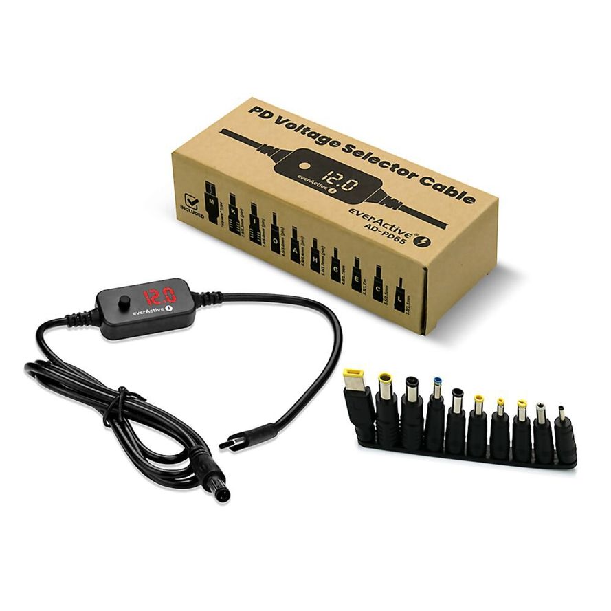 everActive AD-PD65 Universaali USB-C PD Virtalähde 65W 5–20V, 10 adapteria