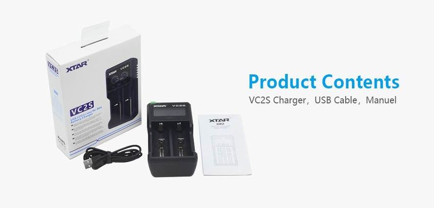 XTAR VC2S Li-ion / Ni-MH Akkuparistolaturi USB-liitännällä & digitaalisella näytöllä