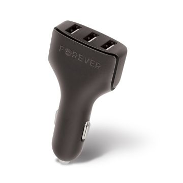 Forever CC-05 USB x 3 autolaturi 4,8 A, harmaa