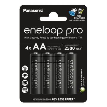 Uusi Panasonic Eneloop Pro R6 / AA Akkuparisto BK-3HCDE/4CP 2500mAh - 4 kpl