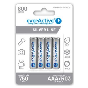 everActive ladattava AAA / R03 NiMH akku - 800 mAh - 4 kpl - Heti käyttövalmis