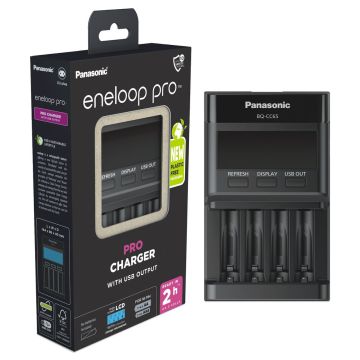 Panasonic Eneloop BQ-CC65 LCD-pikalaturi 4 kanavaa, AA ja AAA