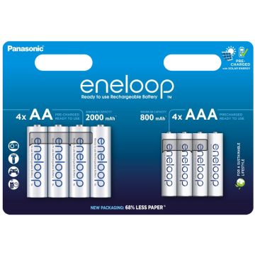 Panasonic Eneloop 4 × AA + 4 × AAA ladattava akkuparistosetti