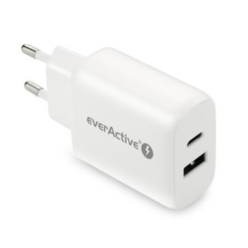 everActive SC-370Q verkkolaturi 25 W PD, 1 × USB-A + 1 × USB-C